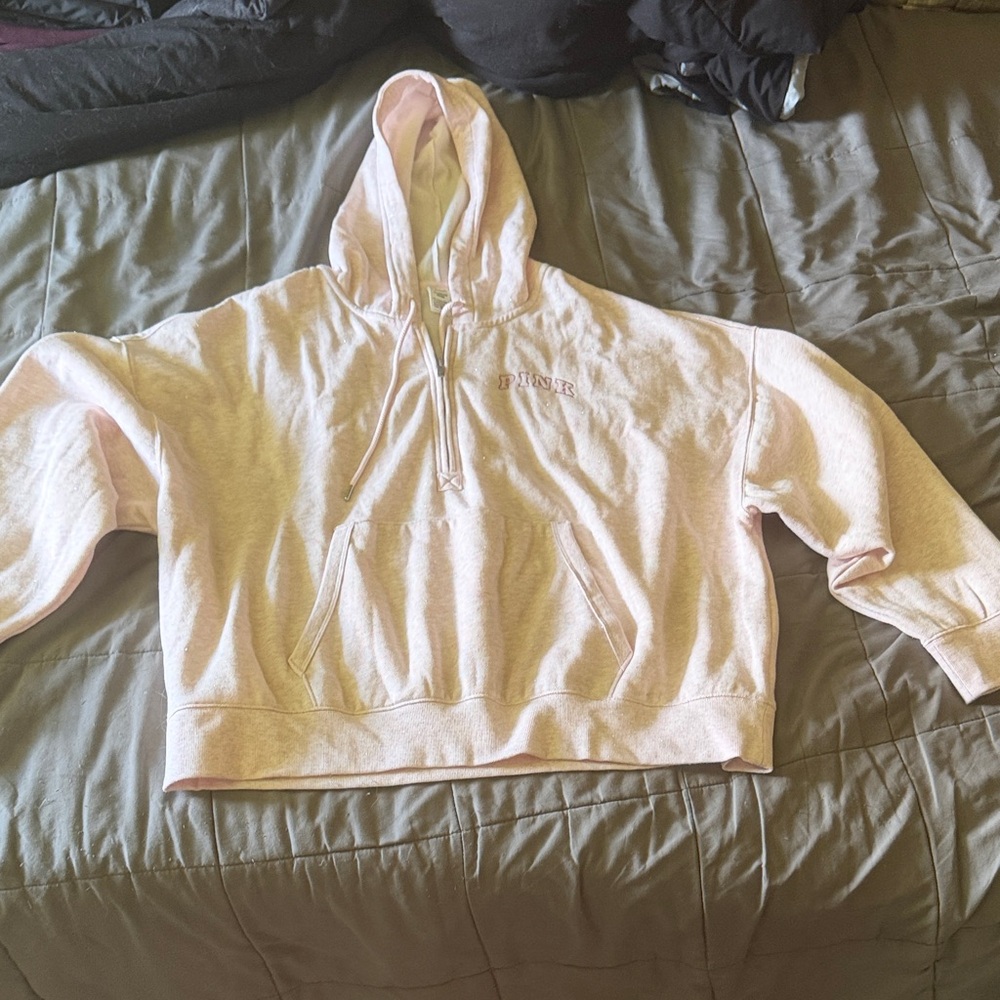 Light Pink Hooded Pullover Sweatshirt